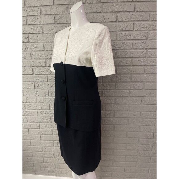 Causal Corner Women Black / White Color Block Two Pcs Skirt Suit Size 6 - Picture 6 of 13